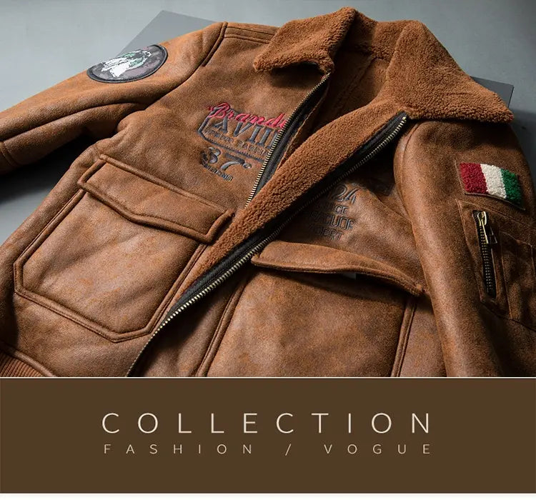 Lambswool Fleece-lined Thickened Suede Fabric Jacket