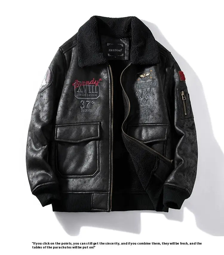 Lambswool Fleece-lined Thickened Suede Fabric Jacket