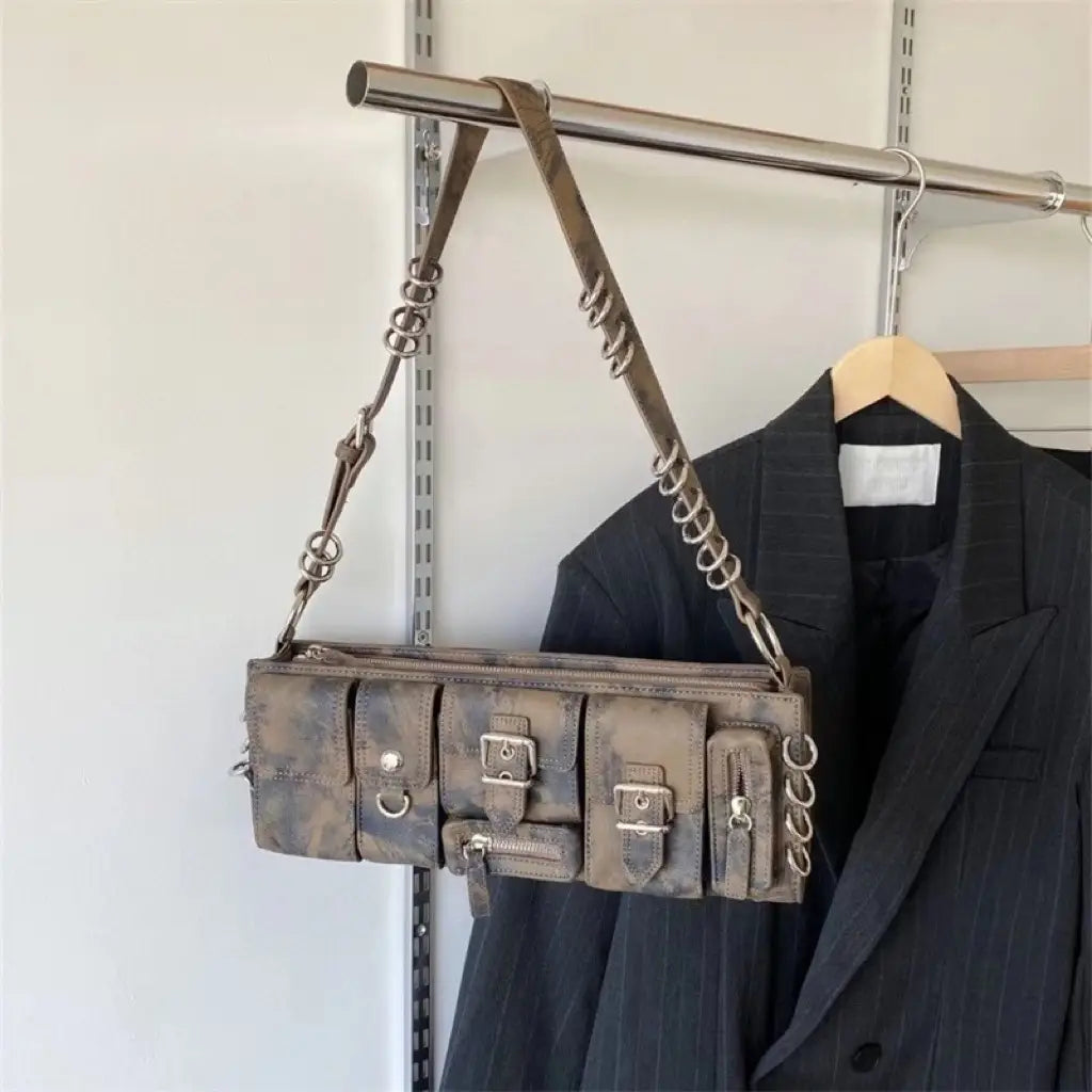Brown Black PU Bag Global Luxury Fashion Brand