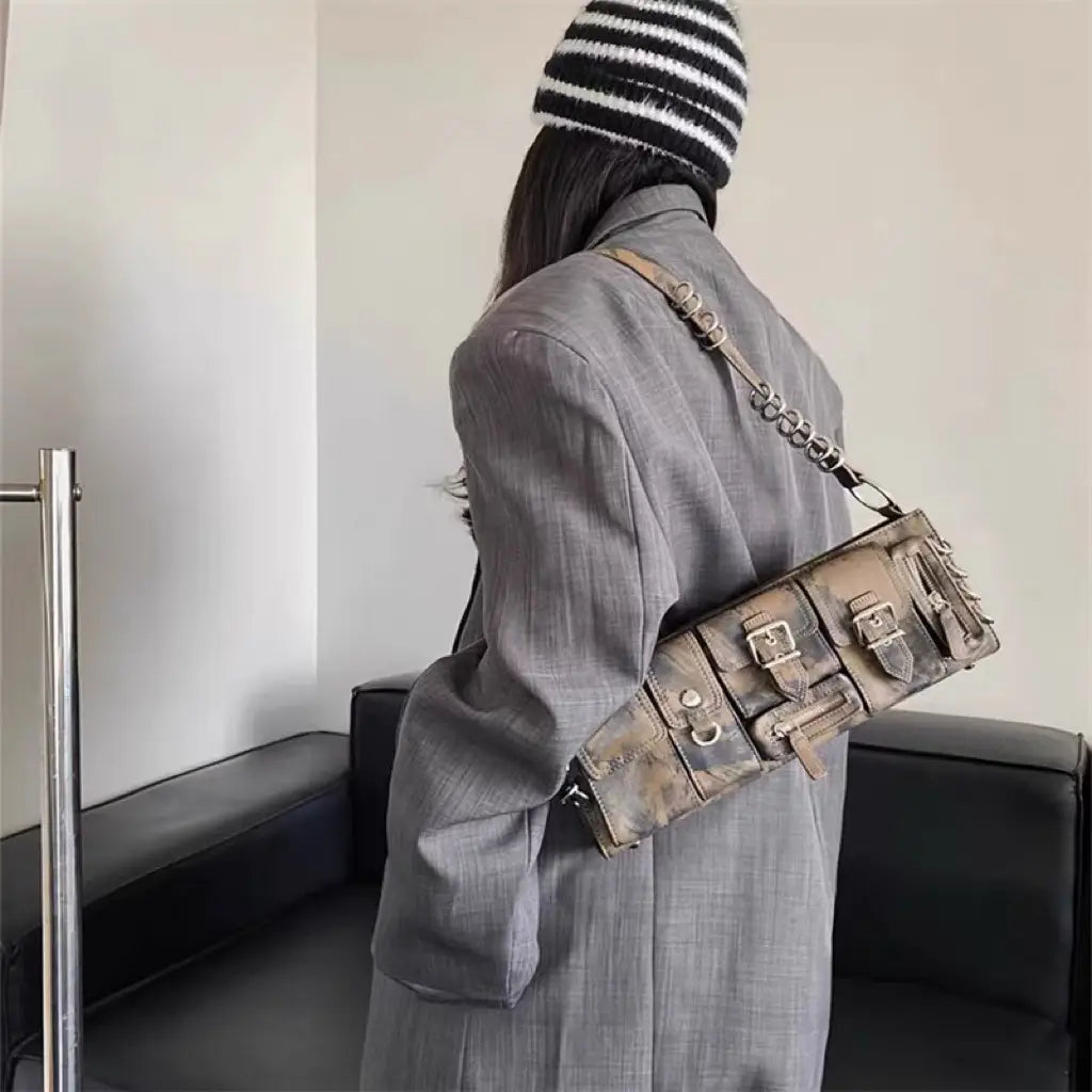Brown Black PU Bag Global Luxury Fashion Brand