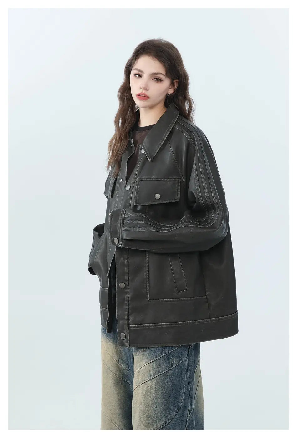American Retro Distressed Lapel PU Leather For Men And Women Biker’s Leather Jacket