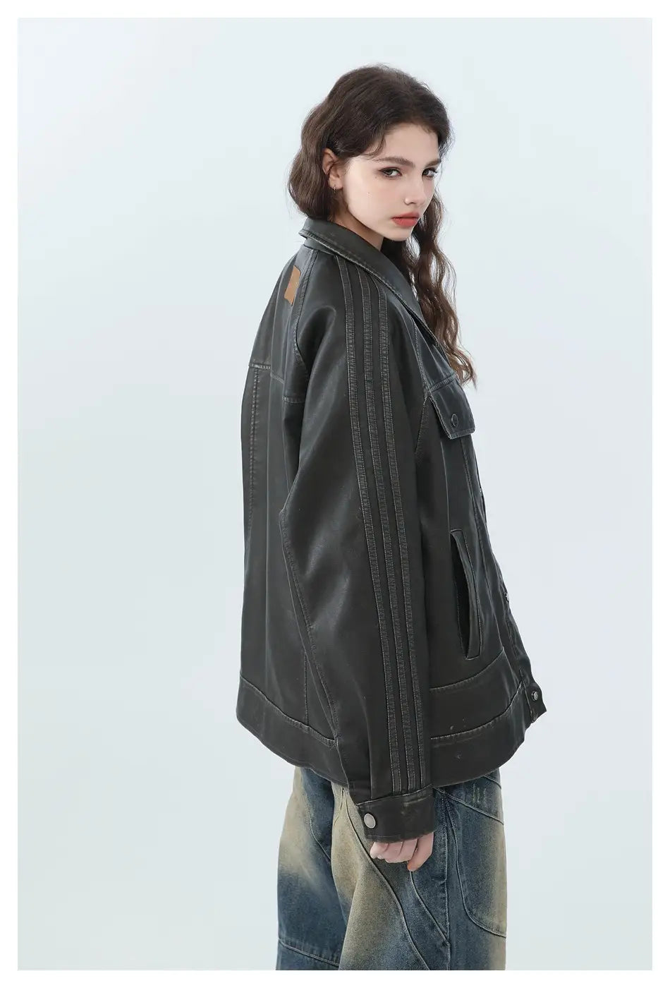 American Retro Distressed Lapel PU Leather For Men And Women Biker’s Leather Jacket