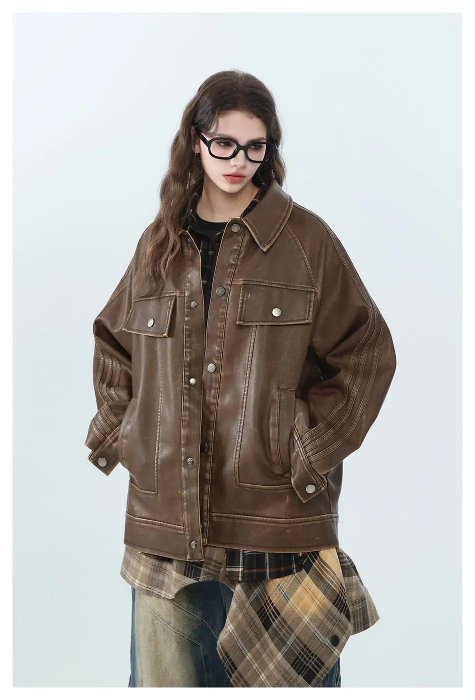 American Retro Distressed Lapel PU Leather For Men And Women Biker’s Leather Jacket