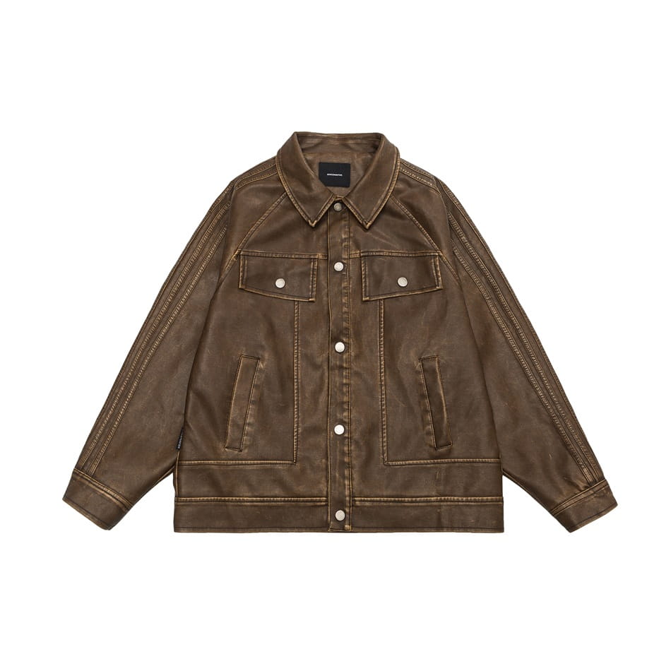 American Retro Distressed Lapel PU Leather For Men And Women Biker’s Leather Jacket