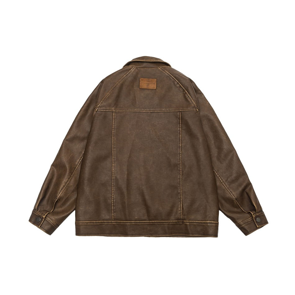 American Retro Distressed Lapel PU Leather For Men And Women Biker’s Leather Jacket
