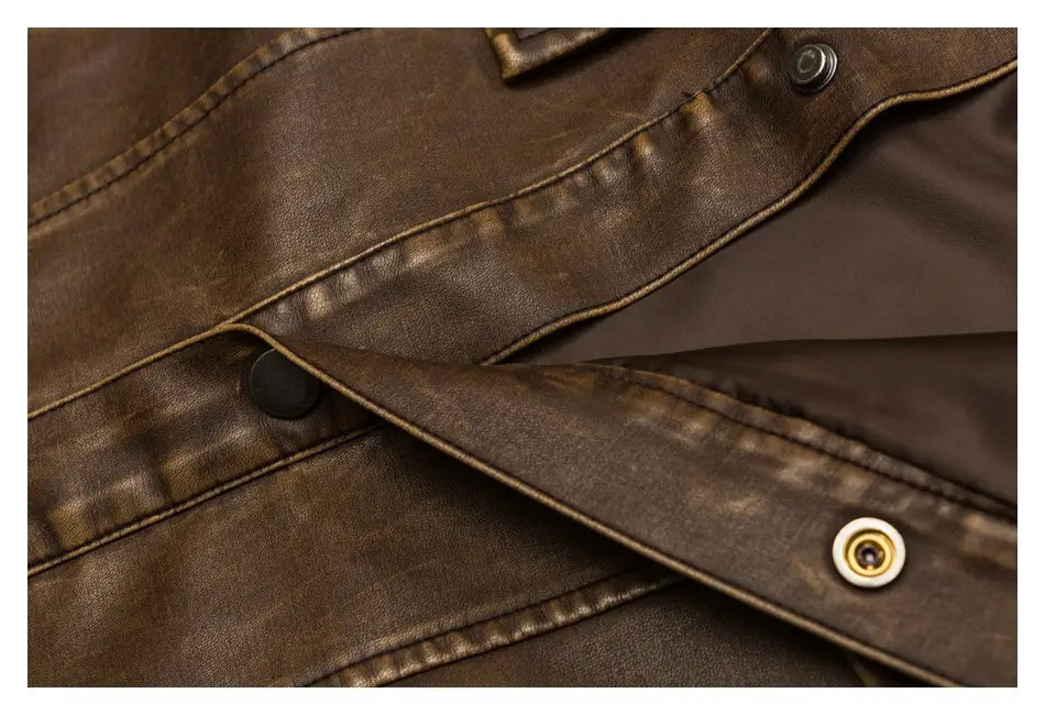 American Retro Distressed Lapel PU Leather For Men And Women Biker’s Leather Jacket
