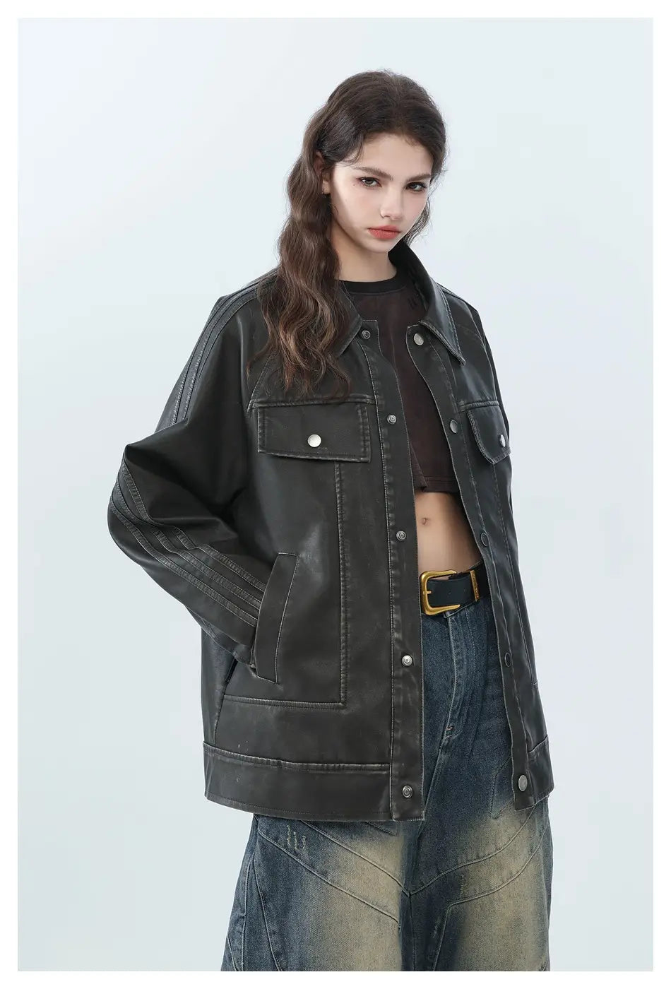 American Retro Distressed Lapel PU Leather For Men And Women Biker’s Leather Jacket