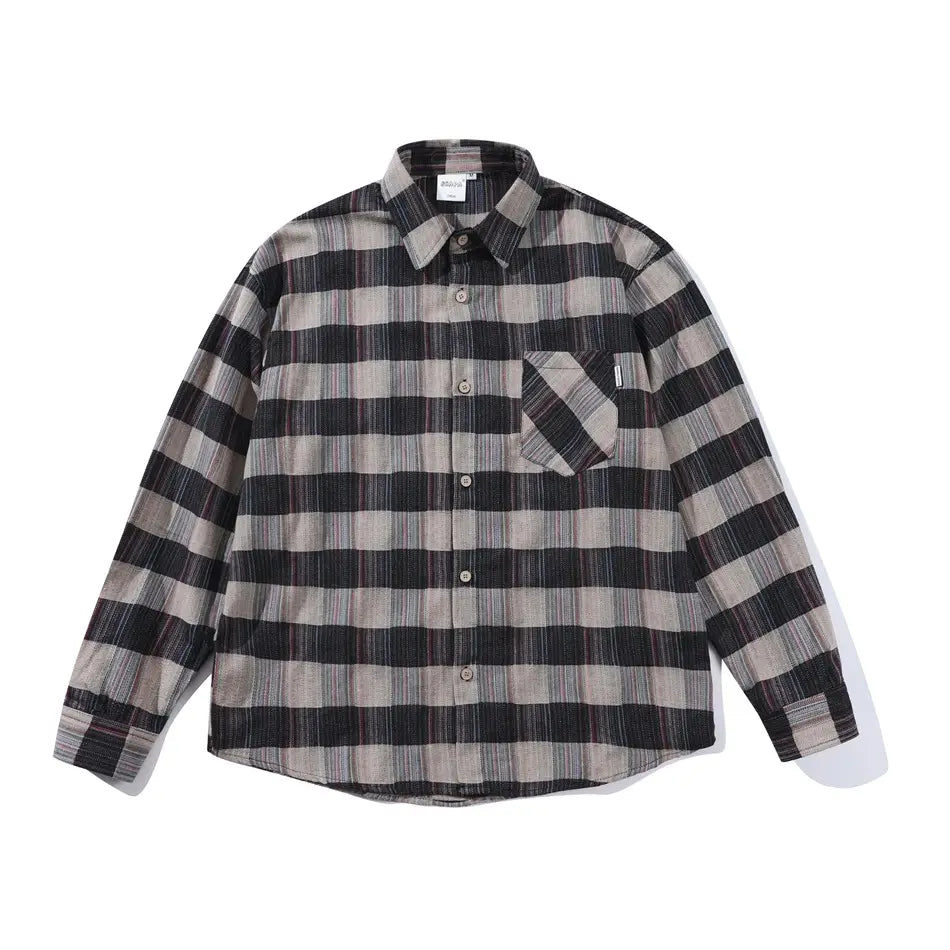 Retro Loose Long Sleeve Shirt Striped Shirt