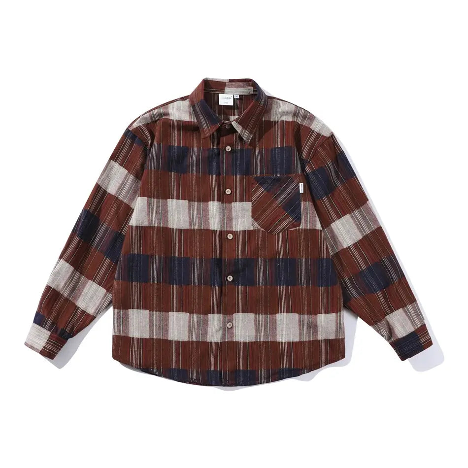 Retro Loose Long Sleeve Shirt Striped Shirt