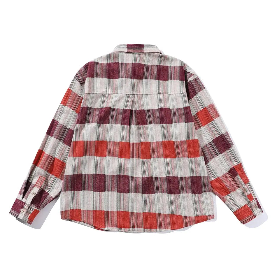 Retro Loose Long Sleeve Shirt Striped Shirt