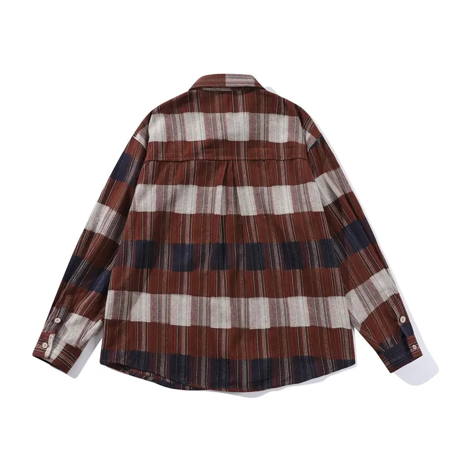 Retro Loose Long Sleeve Shirt Striped Shirt