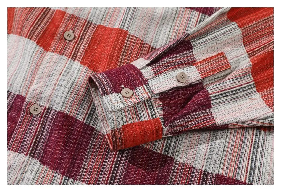 Retro Loose Long Sleeve Shirt Striped Shirt