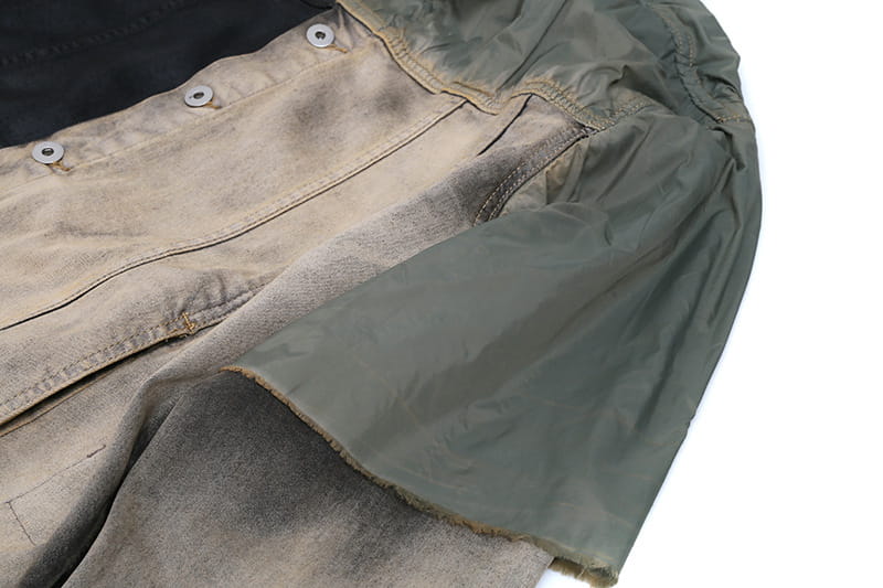 Worn Looking Washed-out Splicing Coating Brush Wax Deconstruction Denim Jacket Coat