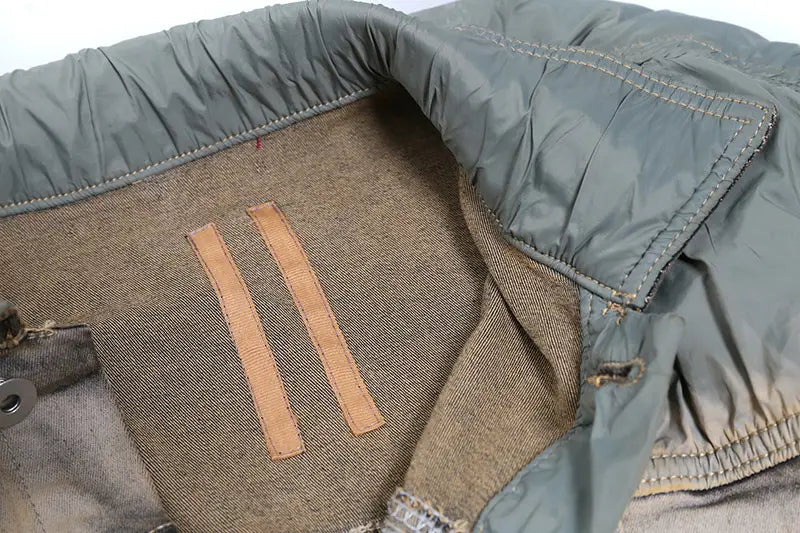 Worn Looking Washed-out Splicing Coating Brush Wax Deconstruction Denim Jacket Coat