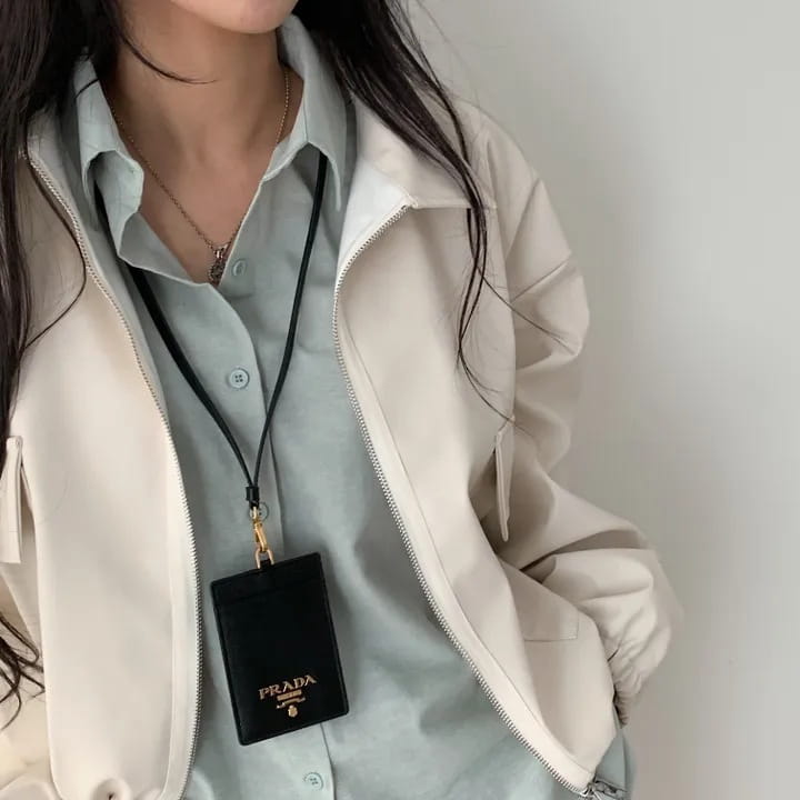 Lapel Double Zipper Pocket Long Sleeve Leather Coat