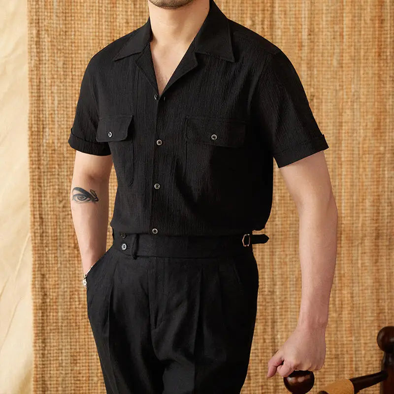 Summer Retro Breathable Ancient Short-sleeved Casual Shirt