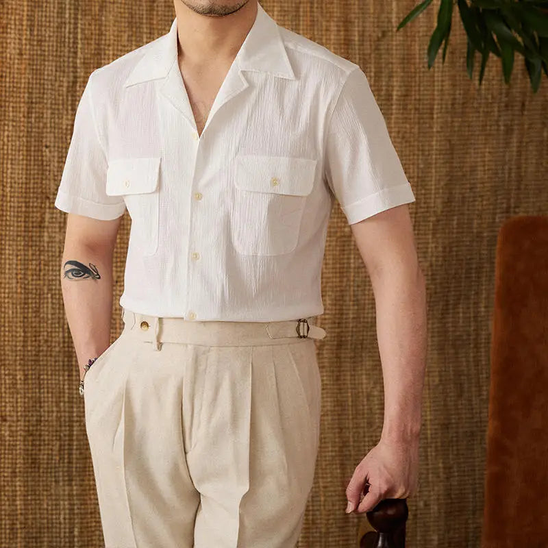 Summer Retro Breathable Ancient Short-sleeved Casual Shirt