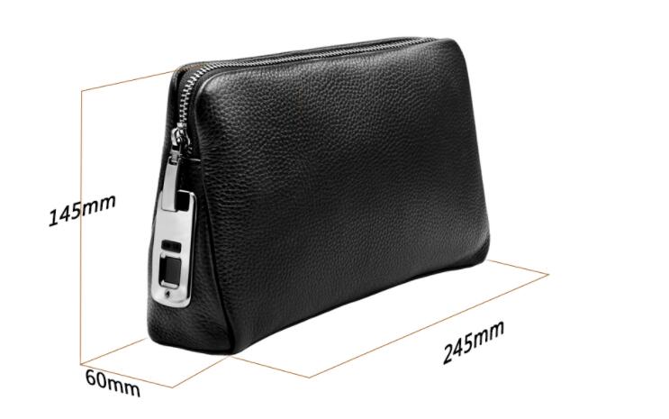 Mens Wallet Fingerprint Lock Bag First Layer Cowhide Business Handbag Men Fashion Fingerprint Men Bag