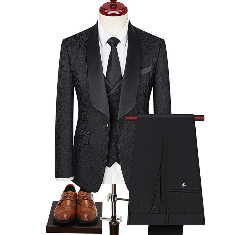 Men’s Jacquard Suit Wedding Dress Groom Suit Suit Host Performance Costume