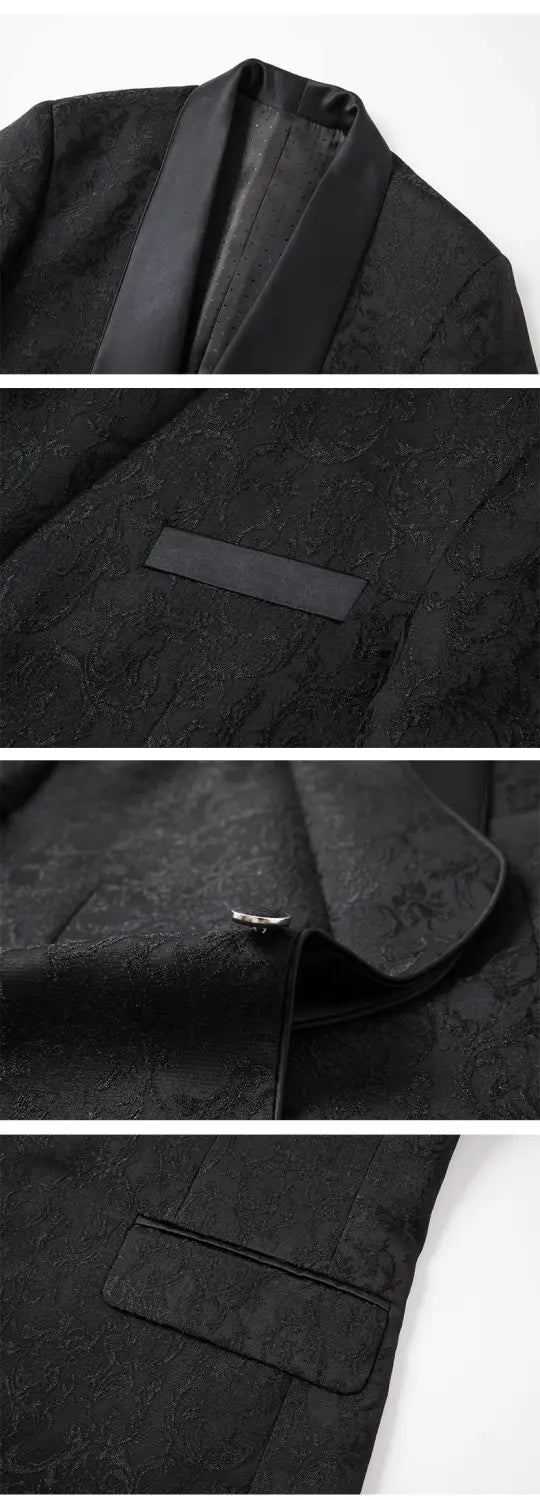 Men’s Jacquard Suit Wedding Dress Groom Suit Suit Host Performance Costume