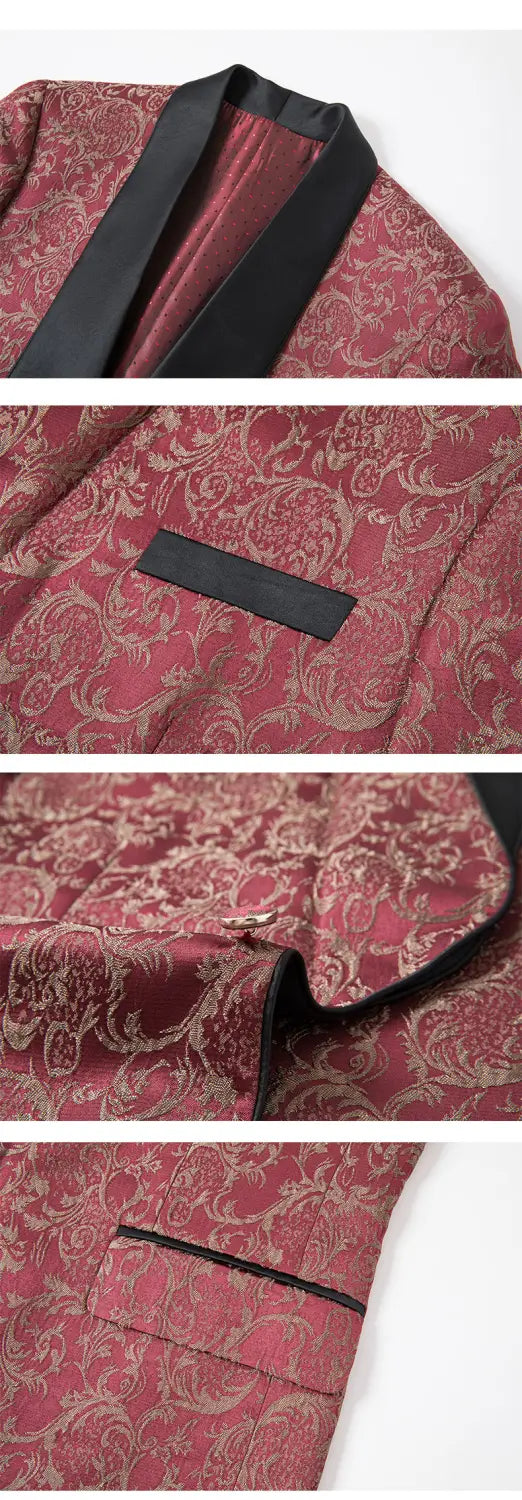 Men’s Jacquard Suit Wedding Dress Groom Suit Suit Host Performance Costume
