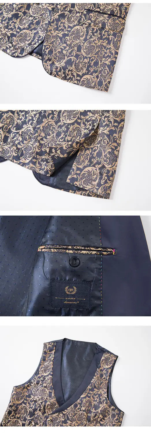 Men’s Jacquard Suit Wedding Dress Groom Suit Suit Host Performance Costume