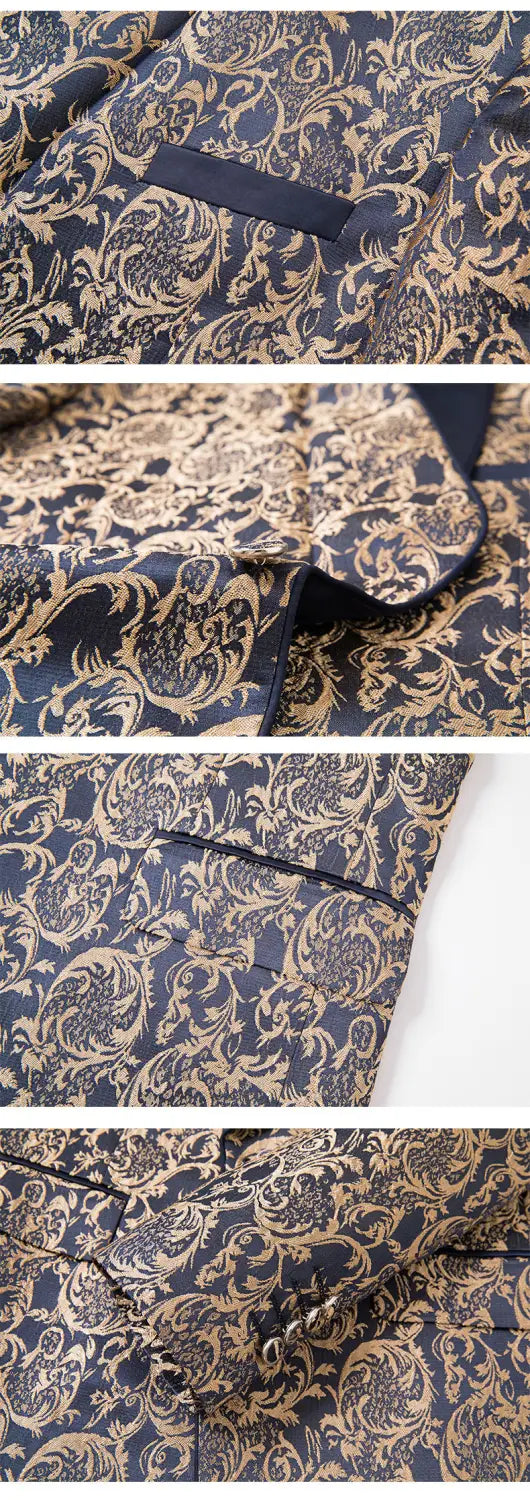 Men’s Jacquard Suit Wedding Dress Groom Suit Suit Host Performance Costume