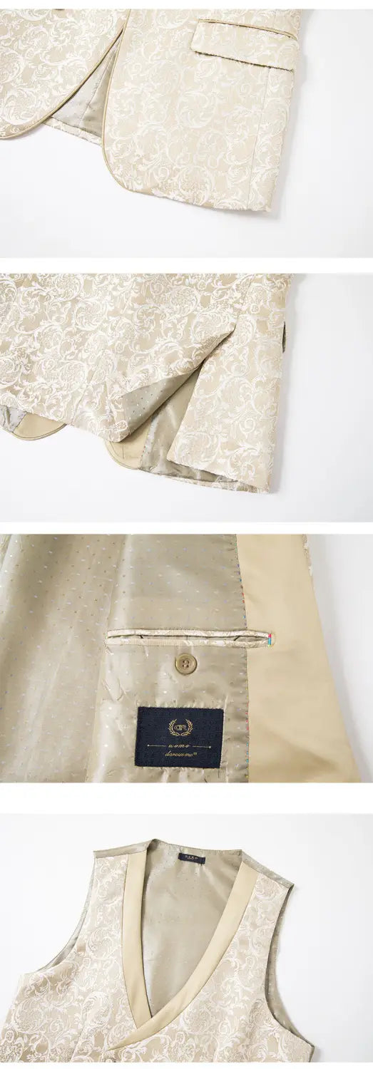Men’s Jacquard Suit Wedding Dress Groom Suit Suit Host Performance Costume