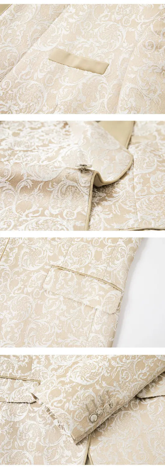 Men’s Jacquard Suit Wedding Dress Groom Suit Suit Host Performance Costume