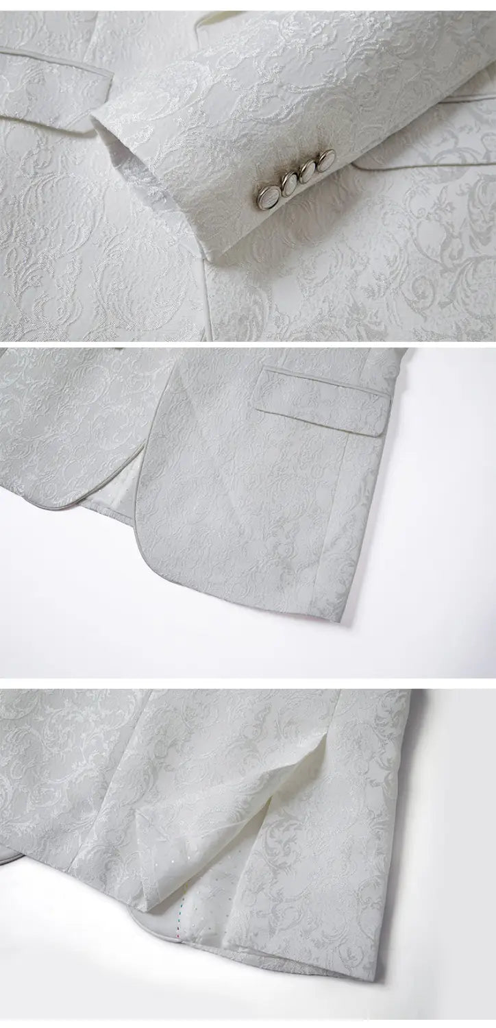 Men’s Jacquard Suit Wedding Dress Groom Suit Suit Host Performance Costume