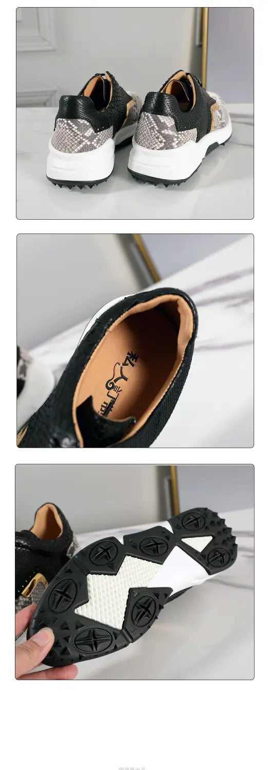 Round Head British Style Sneaker Breathable Snakeskin