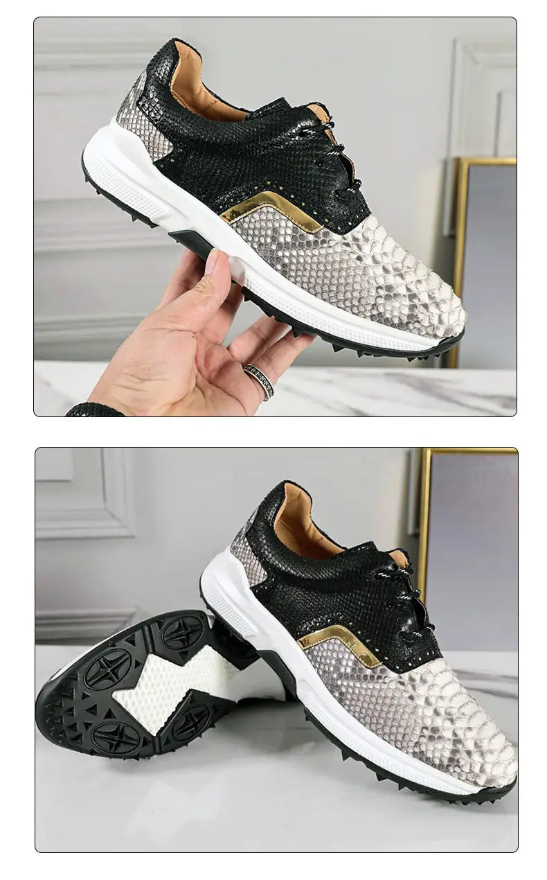 Round Head British Style Sneaker Breathable Snakeskin