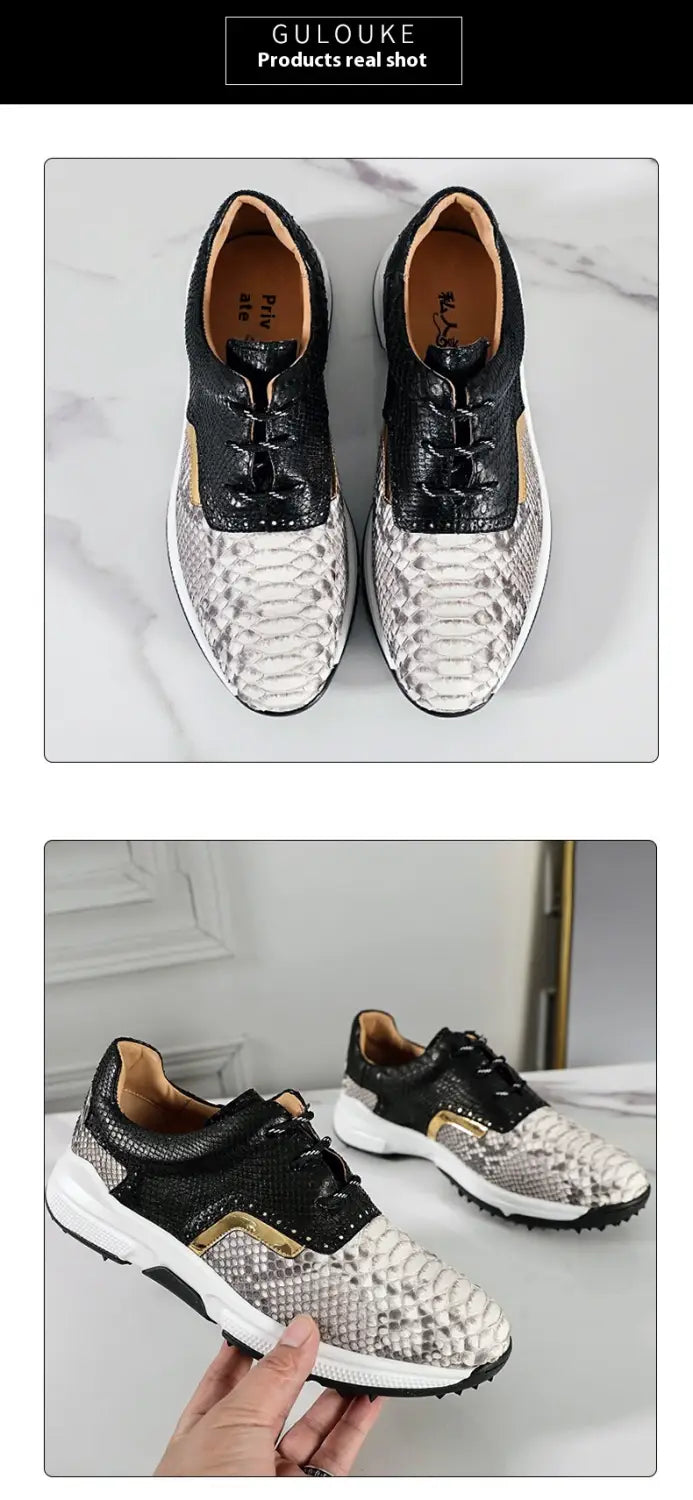 Round Head British Style Sneaker Breathable Snakeskin
