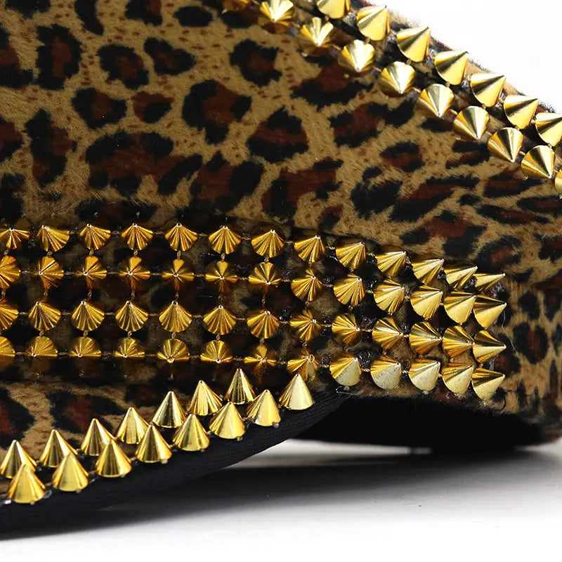 Women’s Large Round Leopard Rivet Hat Ball Punk Hip Hop Hat