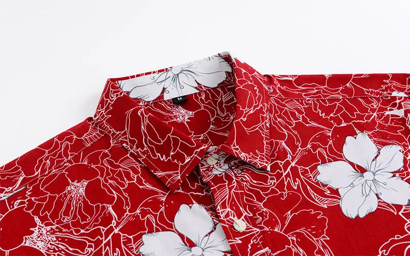 Printed short-sleeved shirt men’s European beach