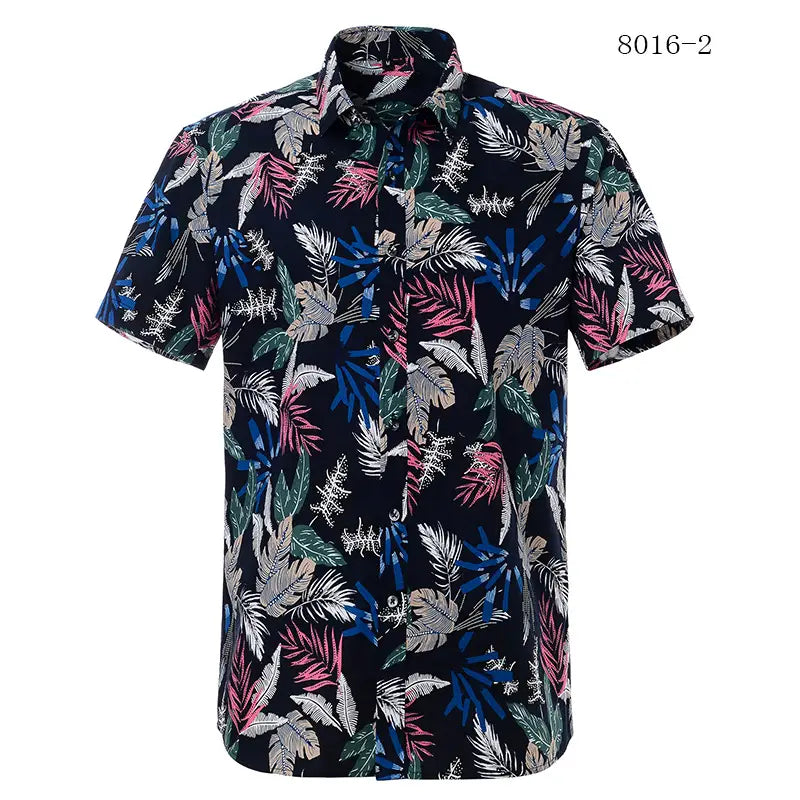 Printed short-sleeved shirt men’s European beach