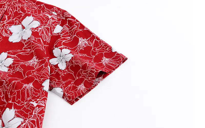 Printed short-sleeved shirt men’s European beach