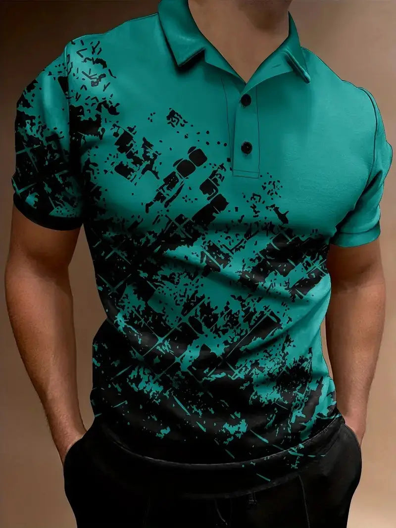 Men’s Print Breathable Fashion Polo Shirt Top