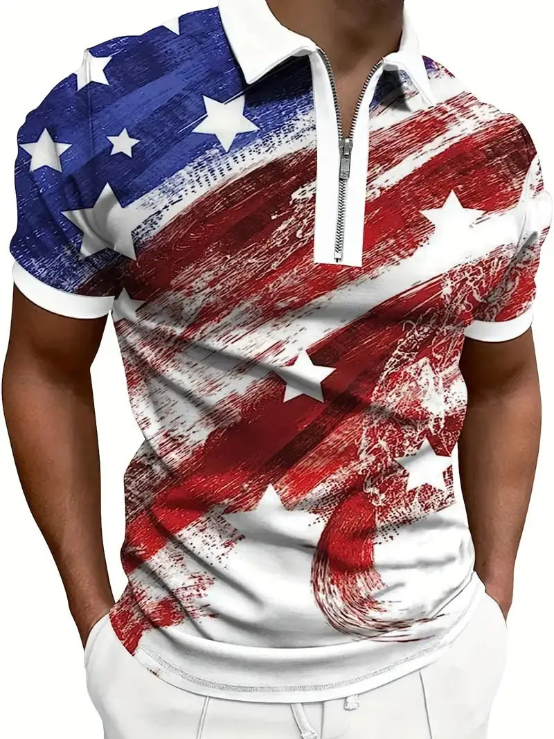 Men’s Print Breathable Fashion Polo Shirt Top