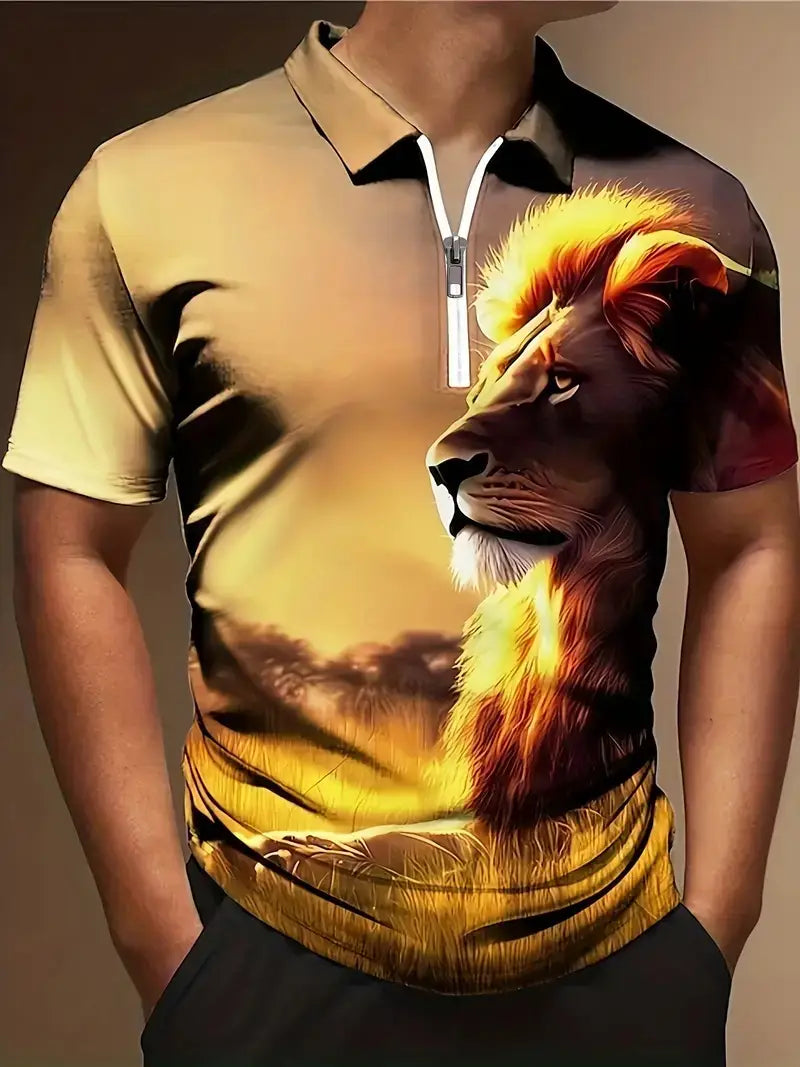 Men’s Print Breathable Fashion Polo Shirt Top