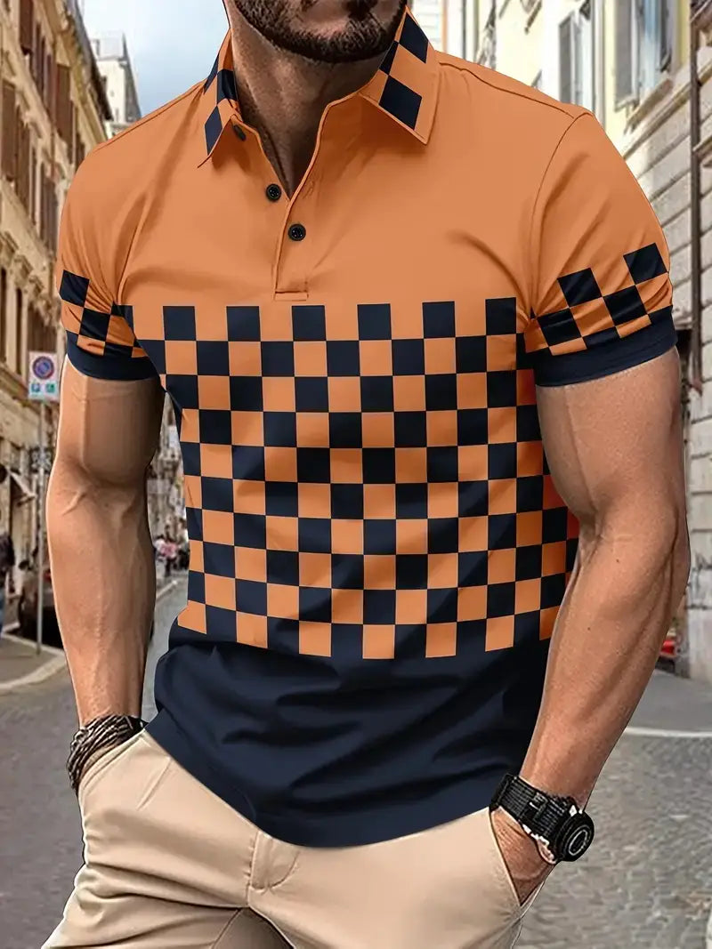 Men’s Print Breathable Fashion Polo Shirt Top