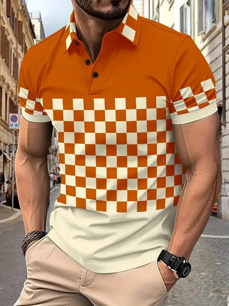 Men’s Print Breathable Fashion Polo Shirt Top