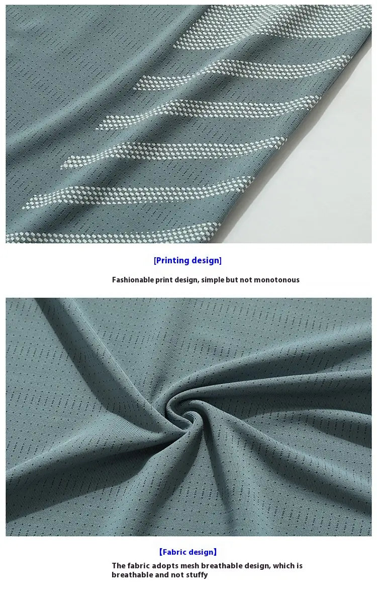 Summer Middle-aged And Elderly Men’s Suit Ice Silk Quick-drying Thin Round Neck T-shirt Loose Short Sleeve Shorts