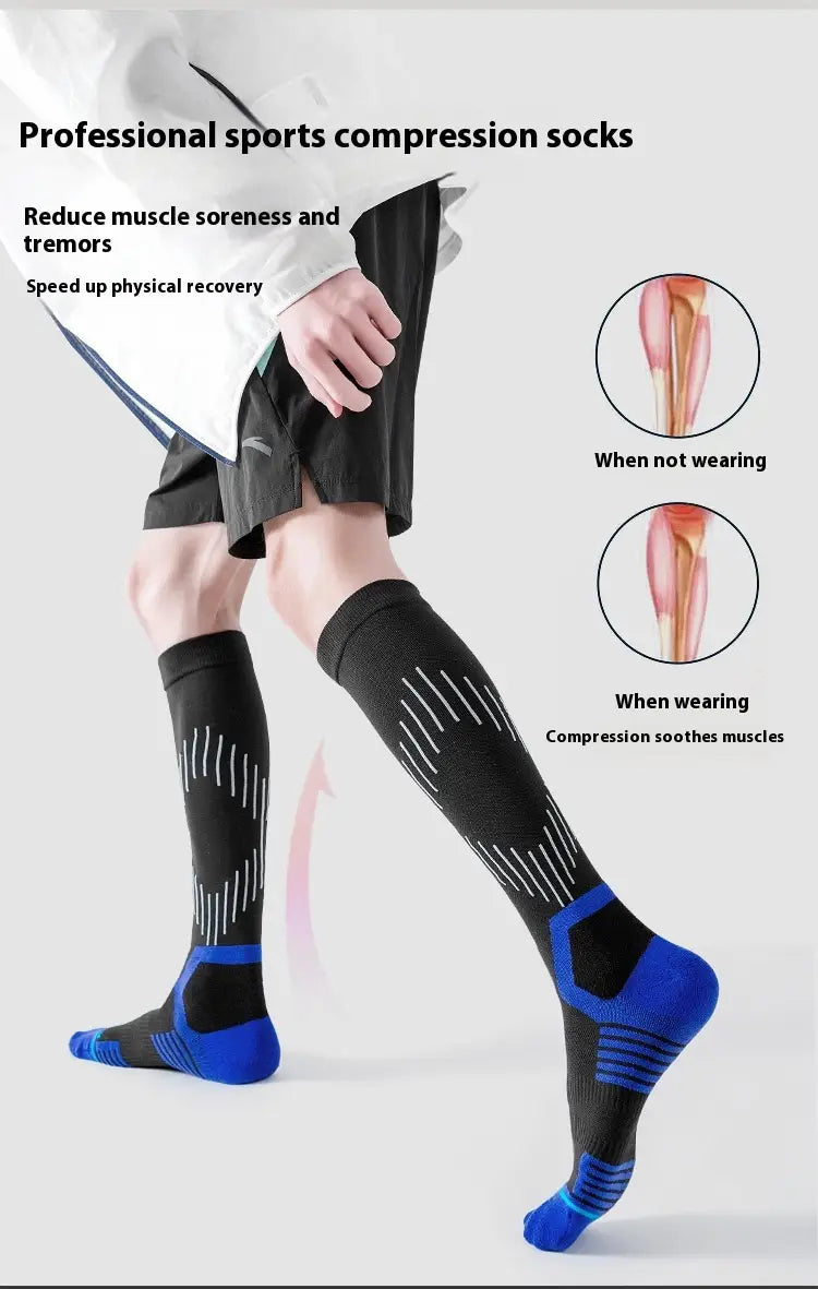 Men’s Long-barreled Compression Stockings Professional Thickening Athletic Socks
