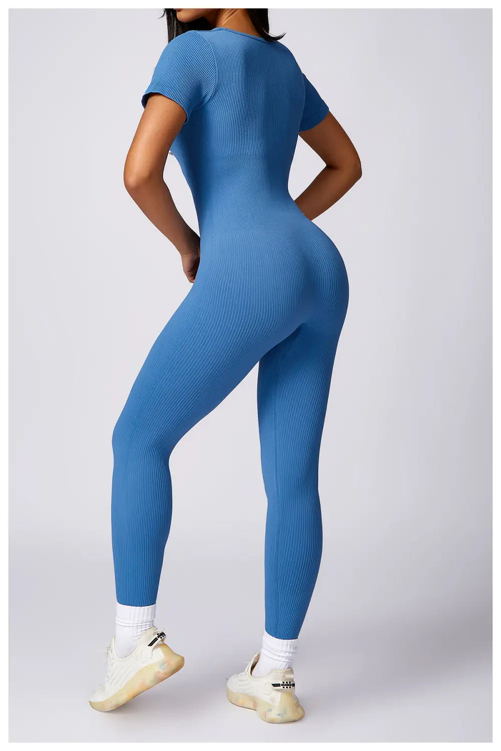 Women’s Tight Seamless Back One-piece High-strength Thread Short-sleeved Fitness Sports Jumpsuit