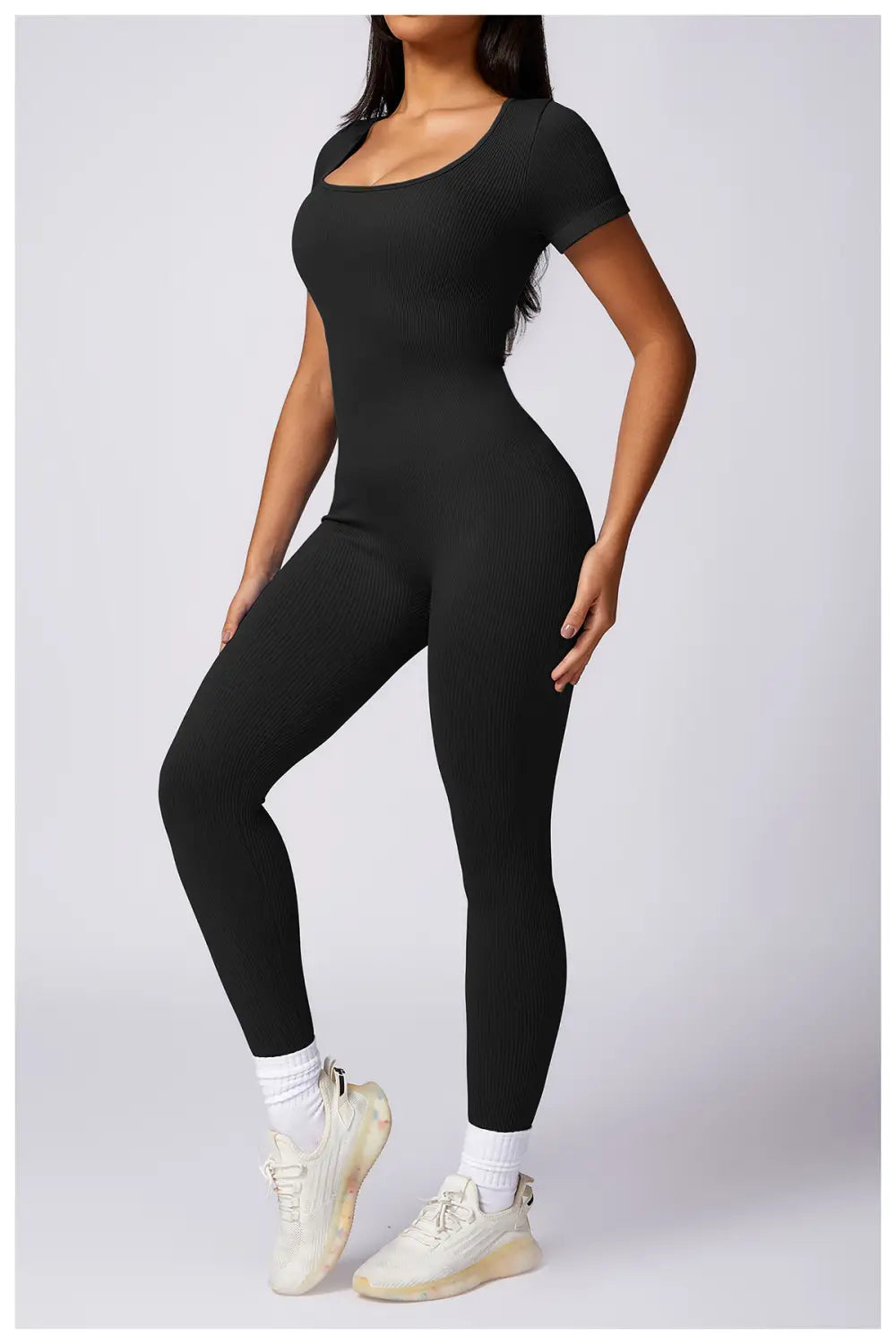 Women’s Tight Seamless Back One-piece High-strength Thread Short-sleeved Fitness Sports Jumpsuit