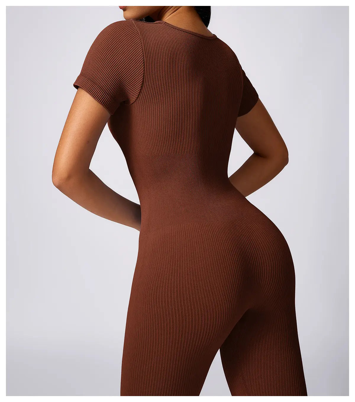 Women’s Tight Seamless Back One-piece High-strength Thread Short-sleeved Fitness Sports Jumpsuit