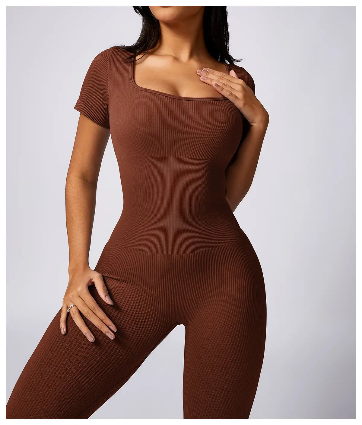 Women’s Tight Seamless Back One-piece High-strength Thread Short-sleeved Fitness Sports Jumpsuit