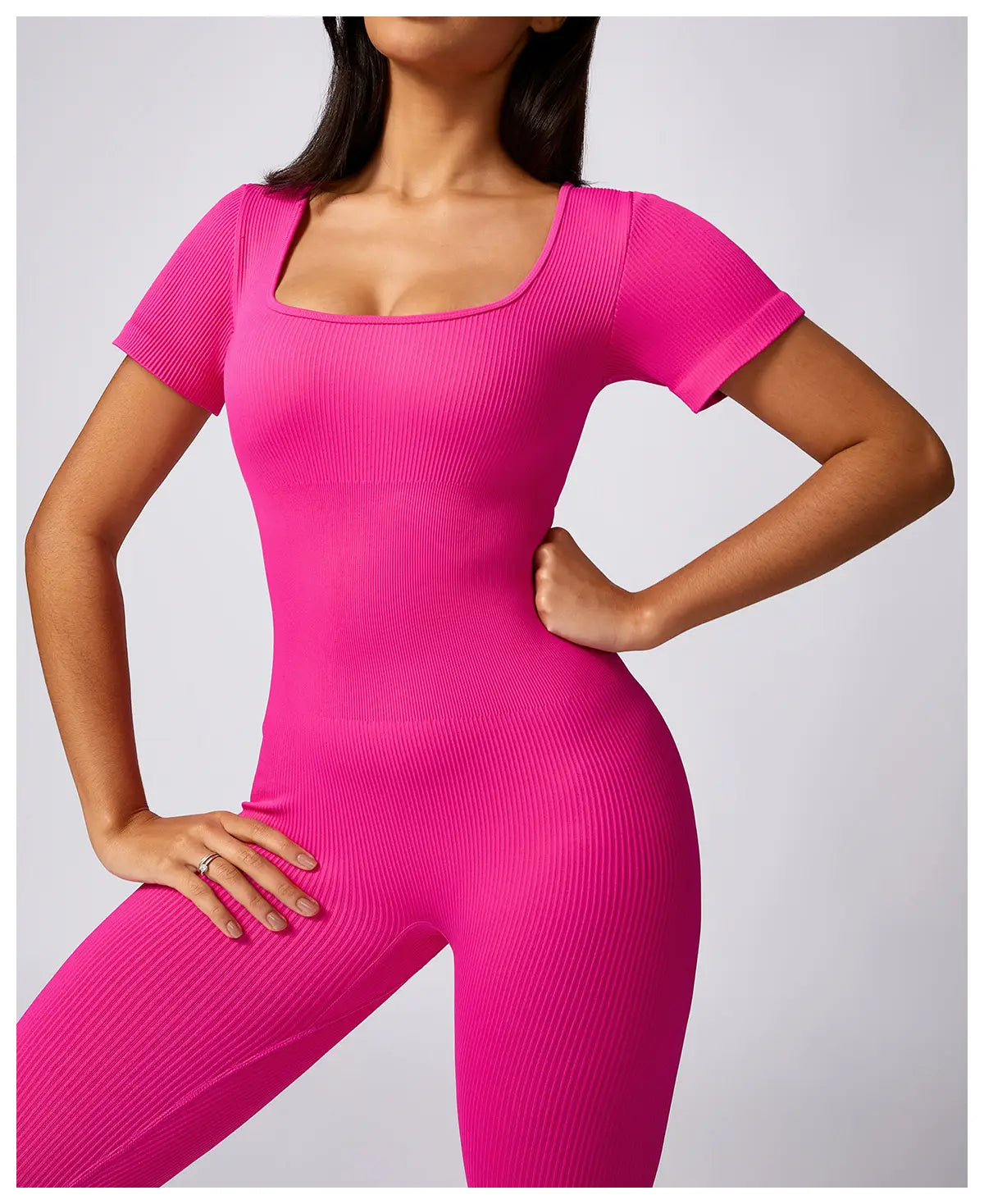 Women’s Tight Seamless Back One-piece High-strength Thread Short-sleeved Fitness Sports Jumpsuit