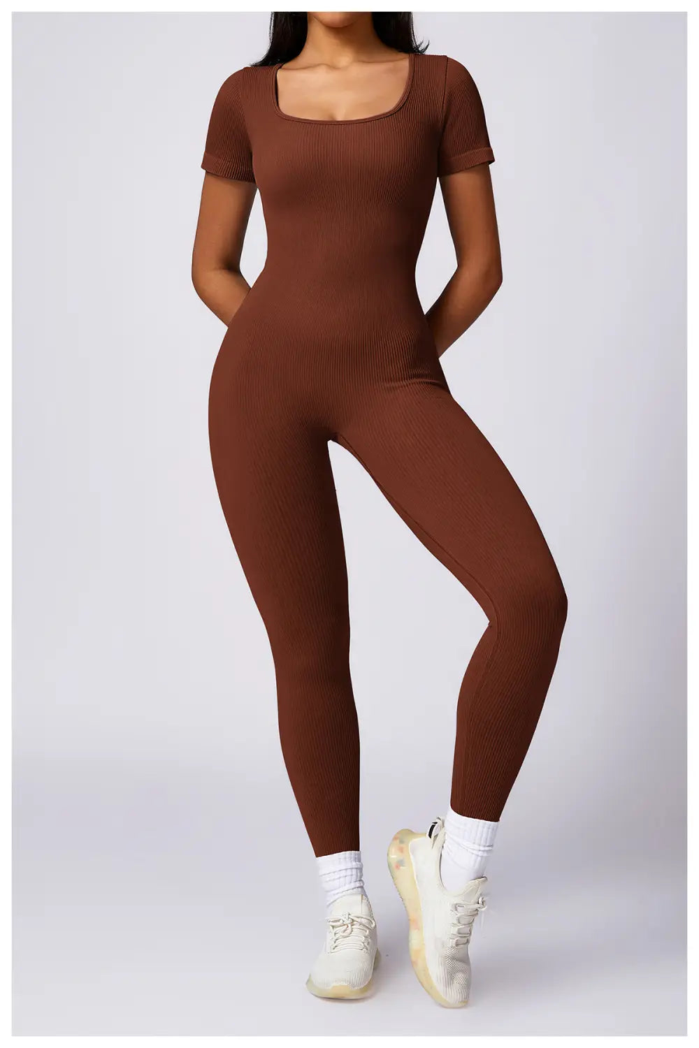 Women’s Tight Seamless Back One-piece High-strength Thread Short-sleeved Fitness Sports Jumpsuit